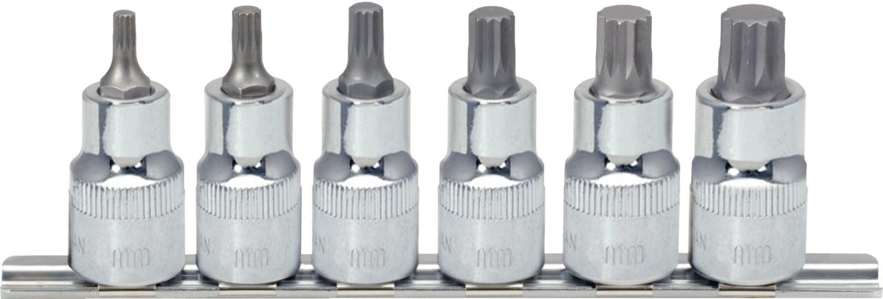 KS Tools 918.1349 1/2-inch Chrome Plus Xzn Bit Socket Set (6 Pieces), Variety pack