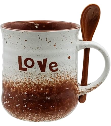 Amazon.com | Mug with Spoon - Glazed Ceramic Coffee and Tea Cup with Handle  - Gorgeous Unique Design Coffee Mugs 16 oz. - Best Gift for Coffee Tea  Lover/Addicts (Yellow, 1): Coffee Cups & Mugs