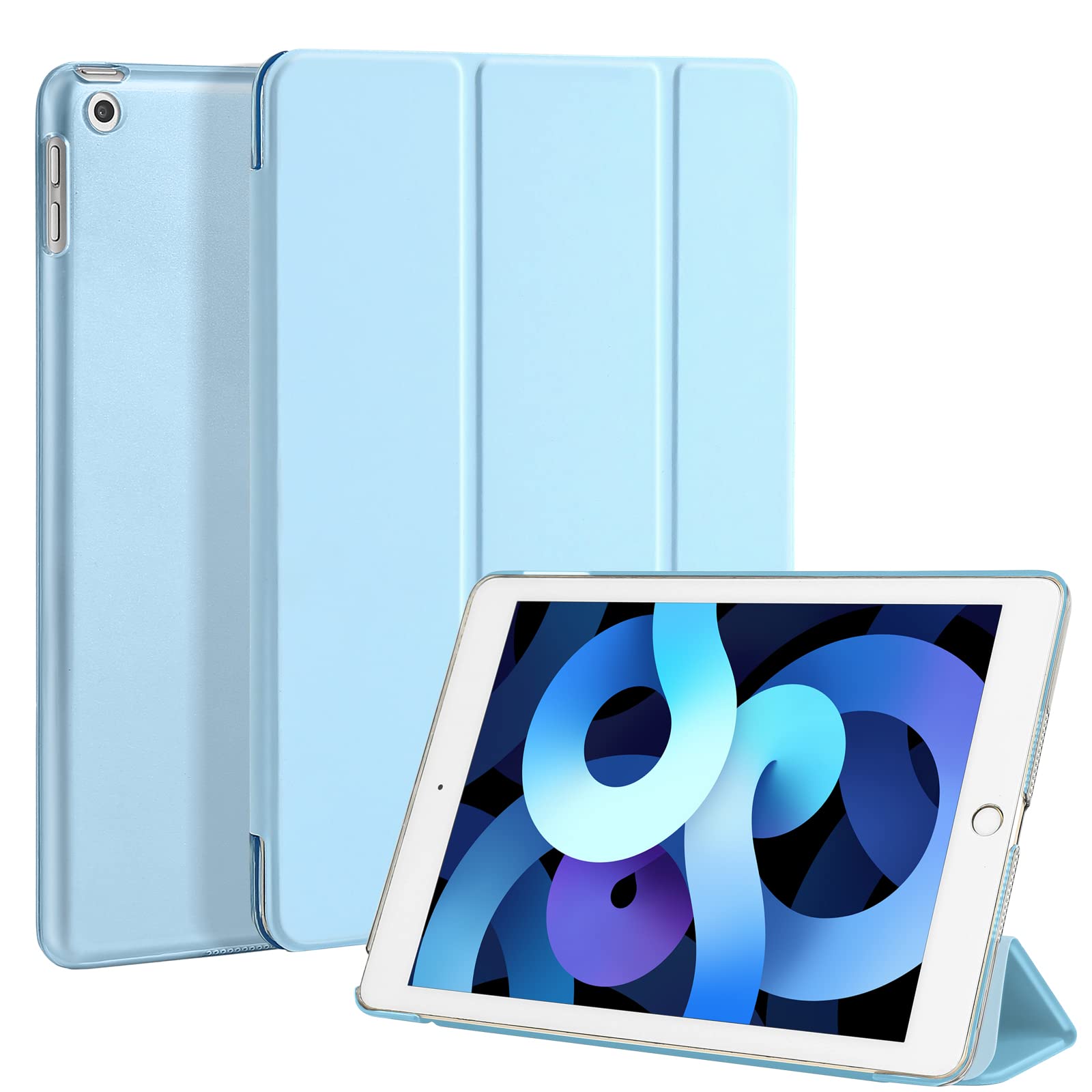 4UBonLife Case for iPad 5th /6th Generation Case 9.7 inch 2018/2017, Slim Lightweight Stand Hard Shell Smart Case with Translucent Frosted Back Cover for Apple iPad 5/6 Gen, Light Blue — image 1