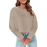 Tankaneo Womens Long Sleeve Crop Tops Loose Fit Fall Cropped Tshirt 2026 Crew Neck Casual Shirts