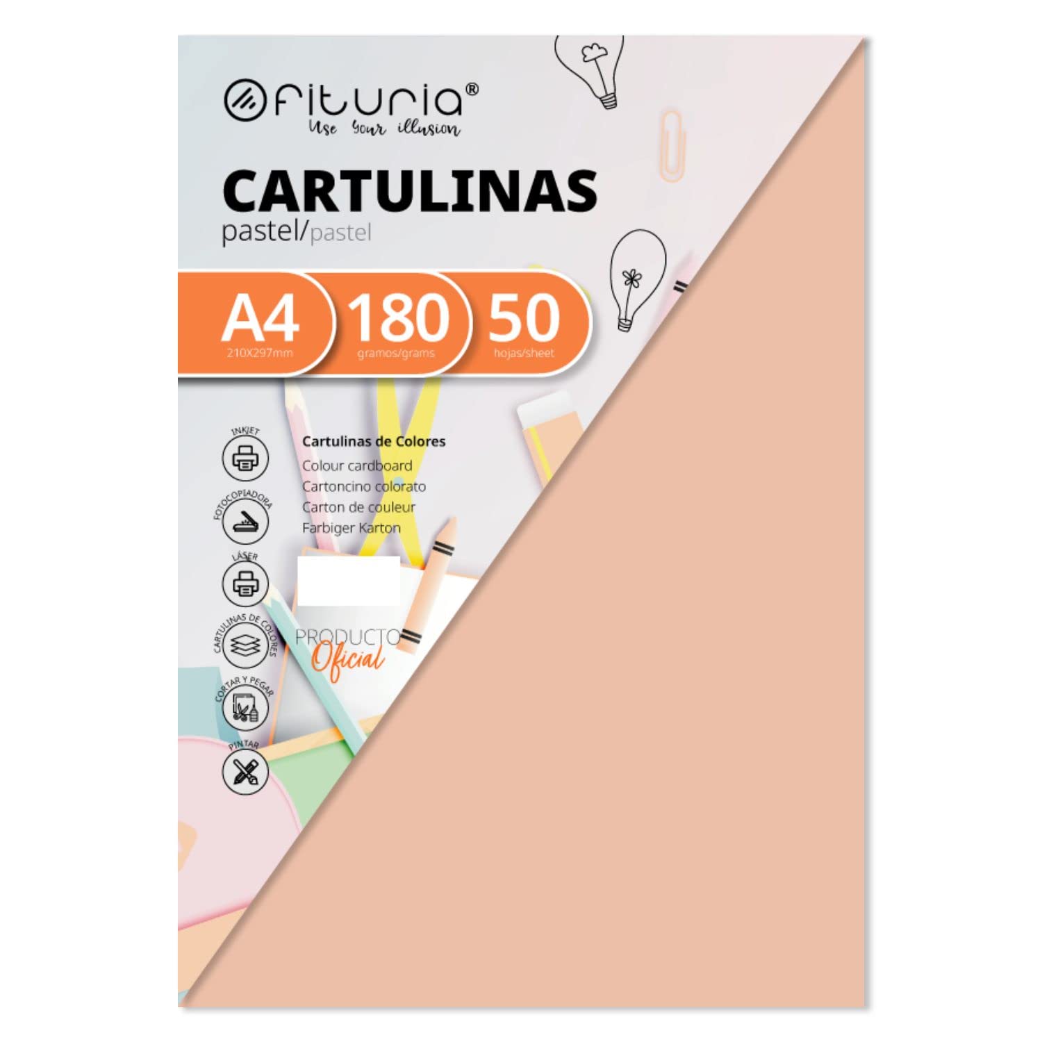 Pack of 50 Cardstock Colour Vanilla Size A4 180g