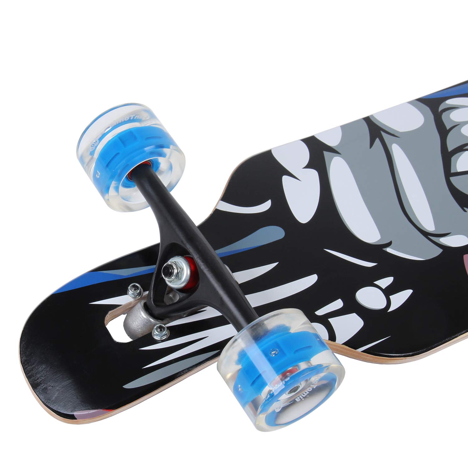 FunTomia Longboard Drop Through Cruiser 3 Niveaux De Flex - Roulements Mach1 ABEC-9 + Outil T - Parfait Pour Débutants Et Experts