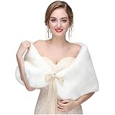 Olbye Women's Faux Fur Wraps Wedding Fur Shawls Sleeveless 1920 Faux Fur Stole for Women and Girls Fur Capelet Mink Shawl