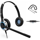 TruVoice HD-550 Office and Call Center Wired QD Headset with Noise Canceling Microphone and HD Speakers - Compatible with Mitel, Nortel, Avaya, Poly, Polycom, Shoretel, Digium, ESI, Fanvil Desk Phones