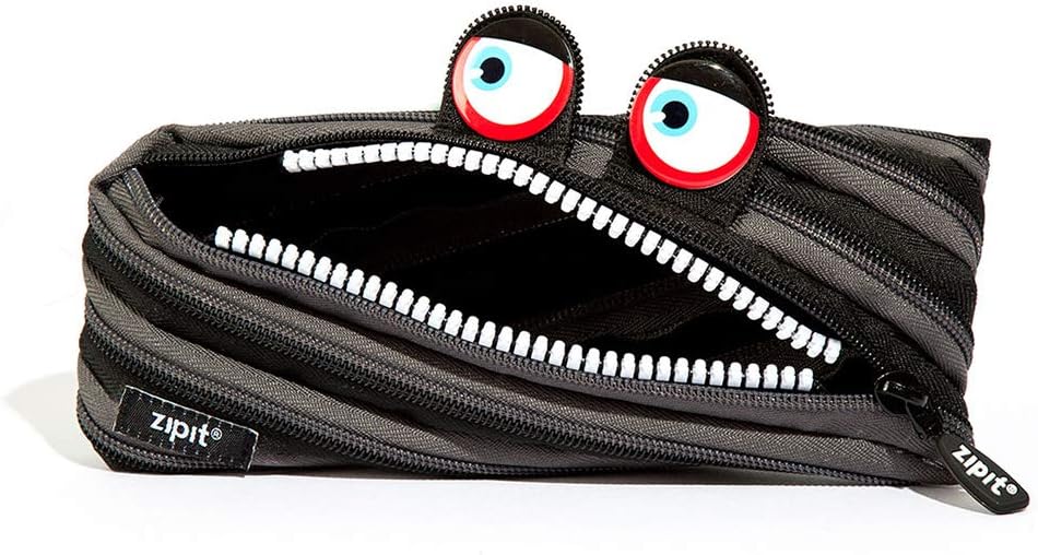 ZIPIT Wildlings Pencil Case for Kids Cute Zipper Pouch for Boys Girls and Teens Stationery Bag for School ,Black