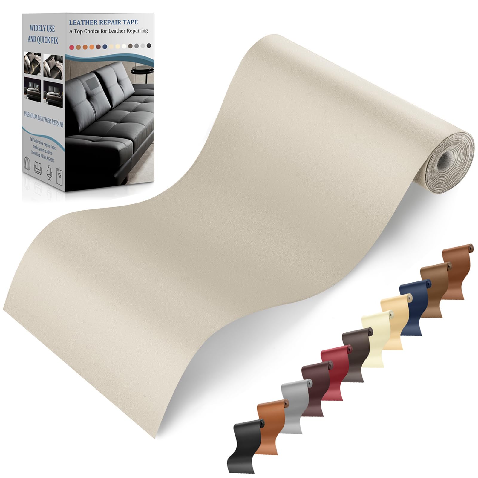Photo 1 of YAFLC Self Adhesive Leather Repair Tape Kit, 4"x 63" Leather Repair Patch for Furniture, Leather Repair Patch for Car seat, Sofas, Couch, Boat Seat Apricot