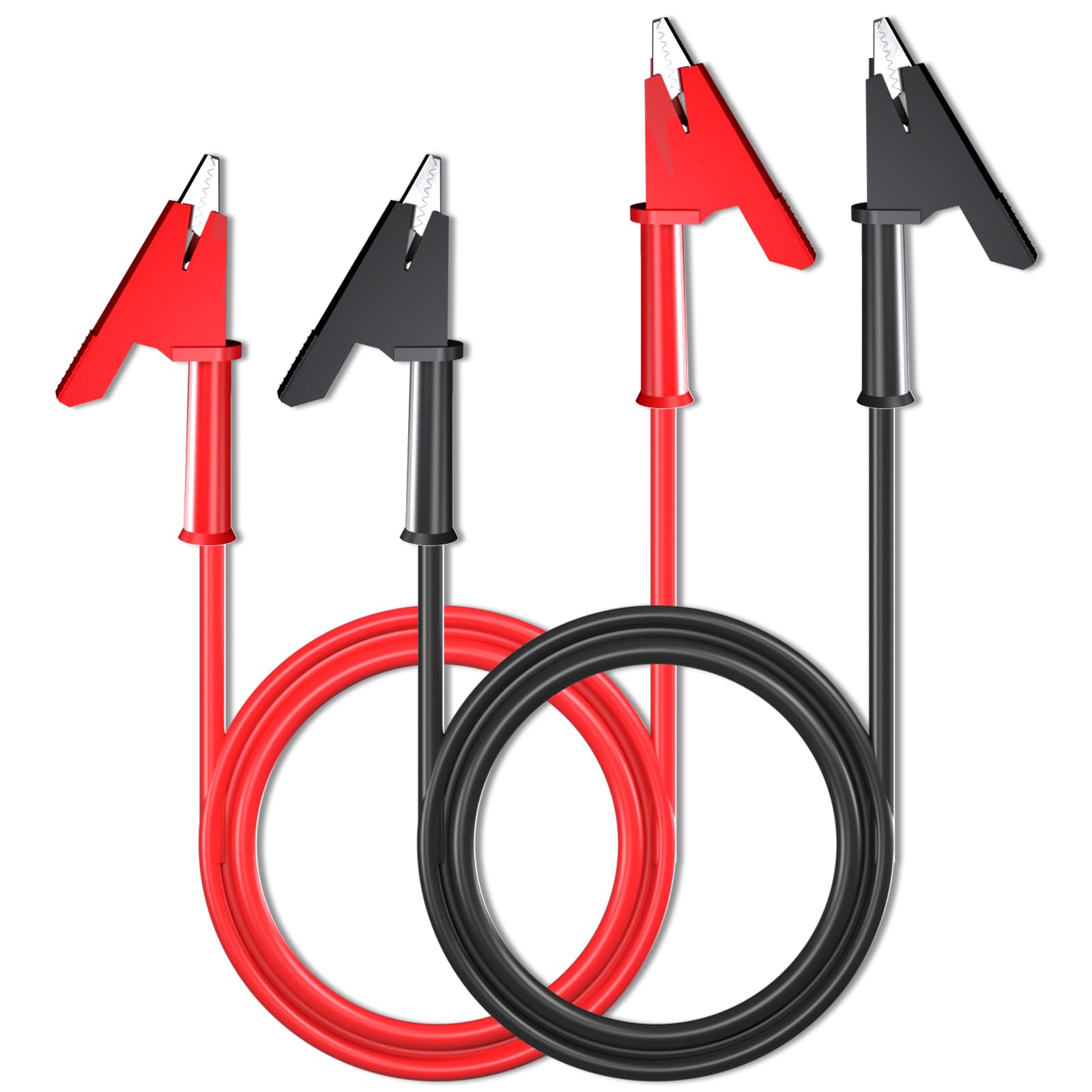 Cleqee 2PCS Alligator Clips Test Leads Dual Ended Crocodile Wire Cable with Insulators Clips Test Flexible Copper Cable for Electrical Testing 3.3ft/1m