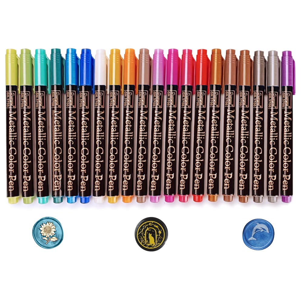 Wax Seal Pen, ANBOSE 20 PCS Metallic Marker Color Pen for Decorating Sealing Wax, Premium Wax Pen for Wedding Wax Envelope Seal, Fit All Wax Seal Beads or Wax Seal Sticks