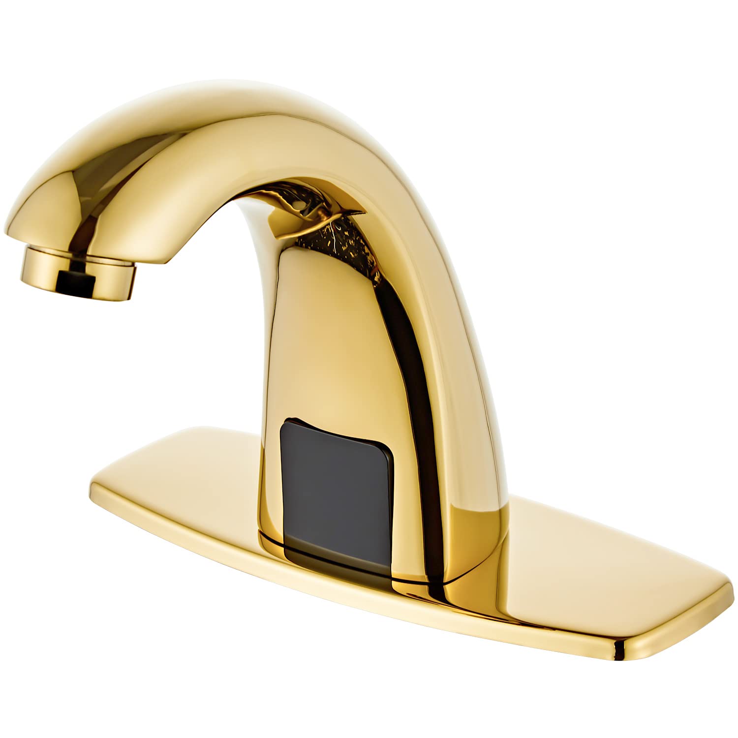 Photo 1 of Luxice Polish Gold Touchless Bathroom Sink Faucet - Automatic Motion Sensor Battery Opertated with Temperature Mixing Valve for Commercial Lavatory