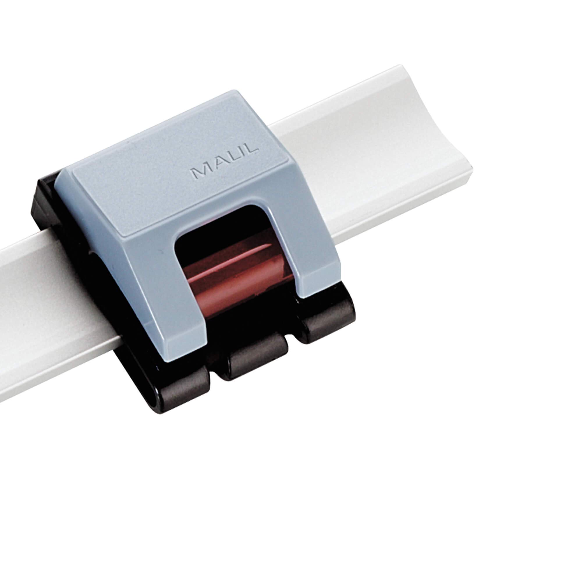 Maul Roller Clip V, Automatic Roller Clamp, Movable, 33 x 38 x 20 mm, Grey, 10 Pieces