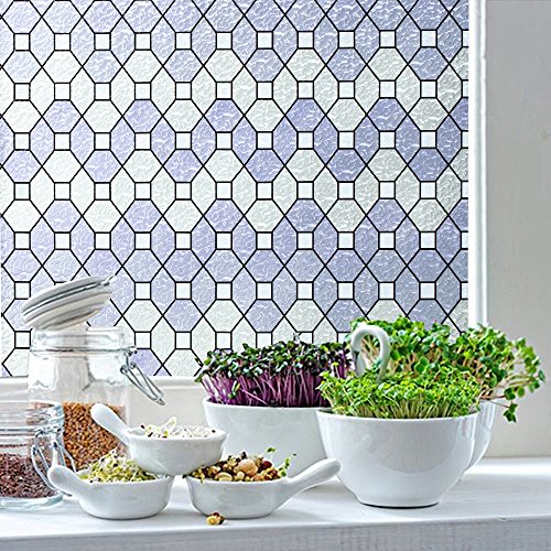 DUOFIRE Decorative Film Privacy Window Film Stained Glass Film No Glue Anti-UV Removable Window Cling Non-Adhesive Window Privacy Film D95010, (35.4in. x 118in.) 90cm x 300cm - Thumbnail 7