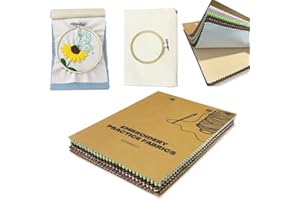 NIUGRECF 36-Color Embroidery Notebook Set - 14x20cm Cotton Fabric Pages with Bamboo Hoop & Canvas Bag, DIY Embroidery Book for Stitching Crafts, Embroidery Journal for Craft Lovers