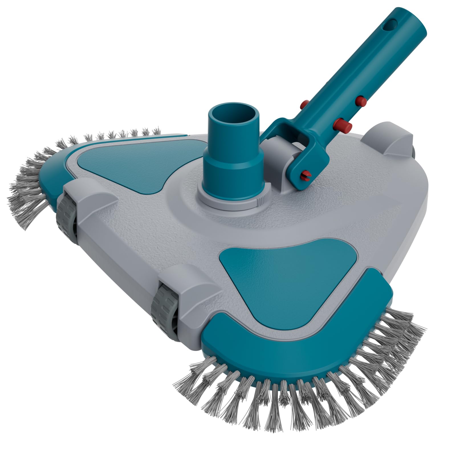 POOLWHALE Upgrade Pro Weighted Triangular Pool Rotative Vacuum Head with Brush & EZ Clip Handle - for Cleaning Surface Safe on Vinyl Lined Pools
