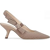 GotSoft Women's Slingback Kitten Heels Closed Pointed Toe Bowknot Knitted Slip On Pumps Dress Shoes