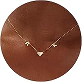 ZNBOH Gold Heart Initial Necklaces for Women 14K Gold Plated Dainty Heart A-Z Letter Pendant Necklace Cute Personalized Initial Letter Name Necklace Gold Jewelry Birthday Gifts for Women