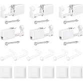 QWALIT Nose Piercing Kit Nose Ring Piercing Gun Silver Nostril Piercings Kit with Rings Studs Disposable Self Nostril Piercings Gun Kits at Home Piercer Tool with Clear Retainers
