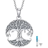 Daixiya Urn Necklace for Ashes 925 Sterling Silver Moonstone/Angel Wing/Tree of Life/Cross Faith/Keepsake Pendant Necklace Cremation Memorial Jewelry Gifts for Women Men Girls
