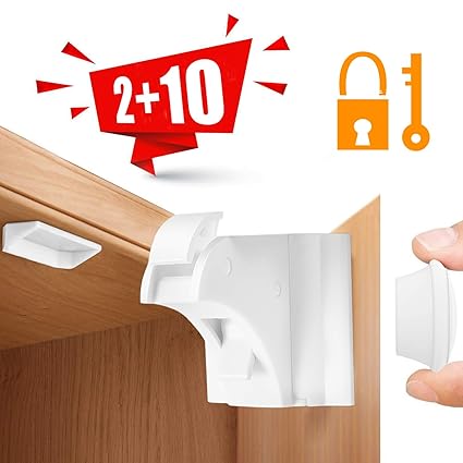 Aiska Baby Sicherheit Magnetisches Schrankschloss–10x Schranksicherung–Unsichtbare Kindersicherung für Schranktür und Schubla