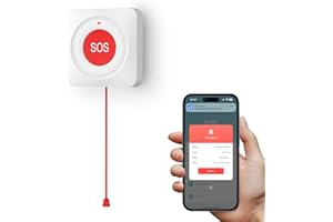 Clouree WiFi Call Button for Elderly Caregiver Wireless Life Alert Caregiver Call Button App Notification Emergency Button SOS Alarm Bell for Seniors Tuya Waterproof No Monthly Fee