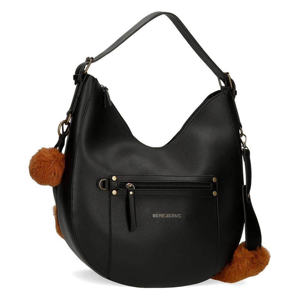 Pepe Jeans Annie Handbag Black 36x26x12 cm Synthetic Leather