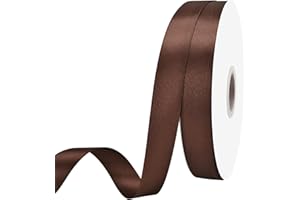 Maclemon Brown Double Satin Ribbon 7/8 inches x 100 Yards Solid Colour Ribbon For Gift Wrapping Craft Sewing Hair Accessories