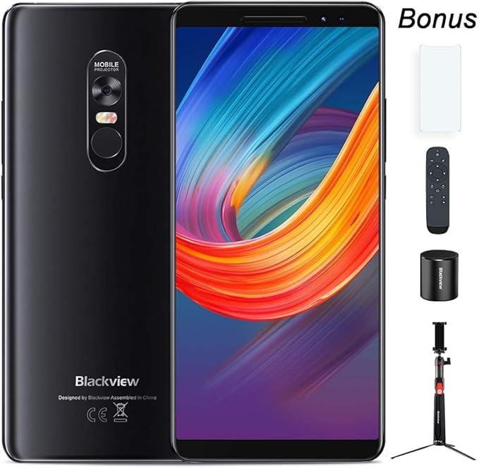 Blackview Max 1 Smartphone With Build In 720 Hp Projector 6 Amoled Fhdunlocked Projector Smartphone Android 8 1 6gb Ram 64gb Rom Bonus Speaker Remote Selfie Stick And Screen Protector Amazon Co Uk Electronics