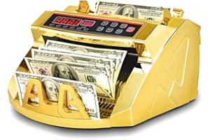 STREET KINGZ Gold Money Counter with Counterfeit Detection & Bill Counting | Light Up Display | 1,000 Bills a Minute |Fits US Dollar and Larger