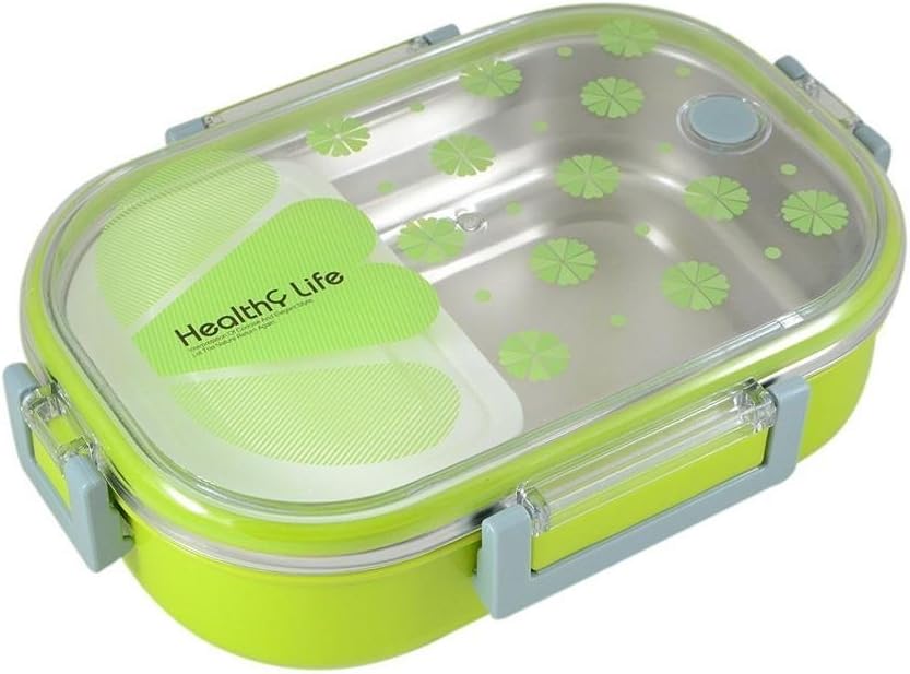 Glorygifts Stainless Steel Single Layer Insulated Square Shape School/Office Lunch Box (Green)