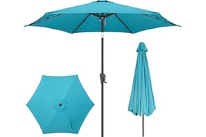 AckMizz 9ft Outdoor Patio Umbrella - Table Umbrella Waterprool UV Protection, Sombrillas de Patio with Push Button Tilt&Crank, Sun Umbrella for Pool, Porch, Garden, Deck, Backyard(Sky Blue)