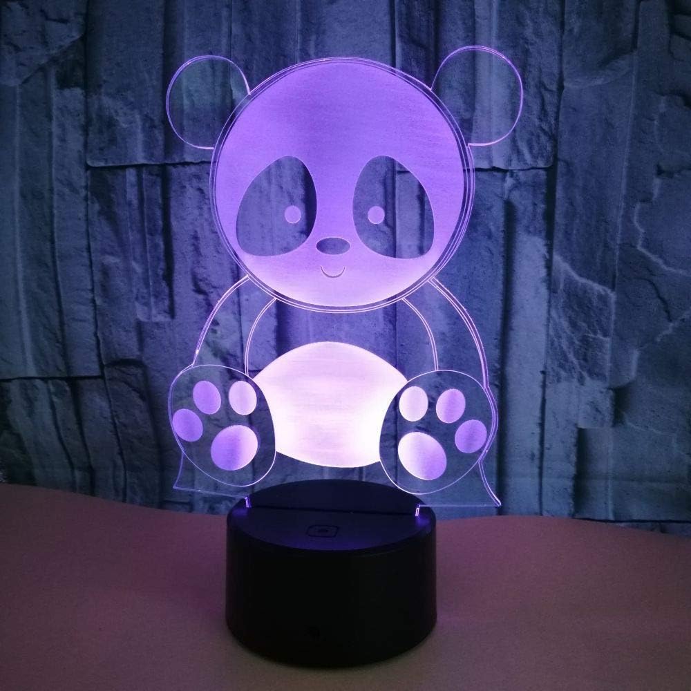 Cute Panda 3D Night Light Creative Electronic Illusion 3d Light LED 7 Color USB Touch Table Lamp Child Gift 1 Touch Switch