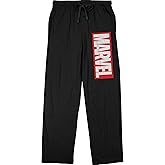 Marvel Comic Book Retro Logo Mens Black Graphic Print Sleep Pajama Pants