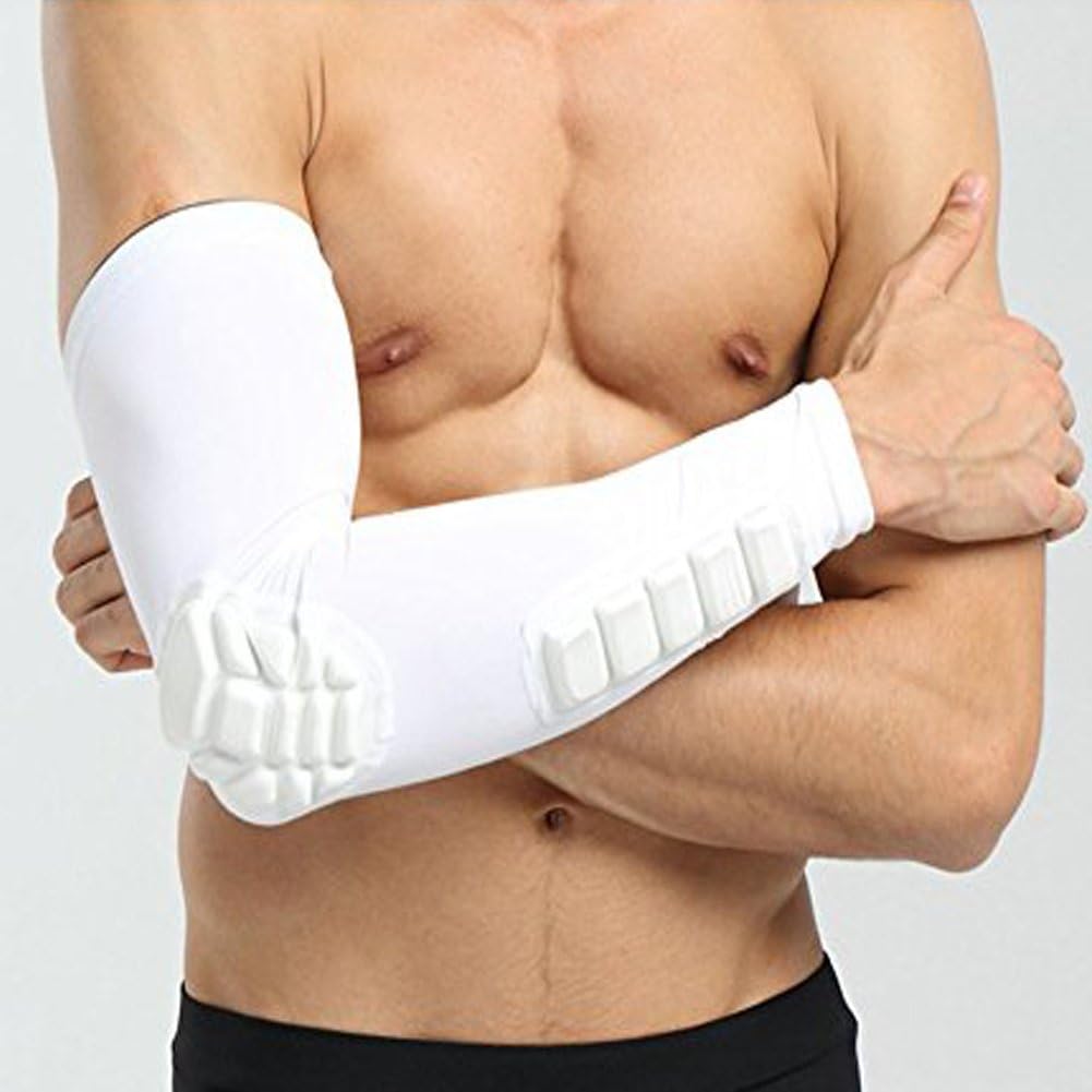 FB Sports Elbow Pads Compression Shooter Sleeves Men Women Arm Protective Sleeve with Pad for Basketball Football Volleyball Baseball Softball Cycling Running Fishing Tennis