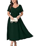 SCOMCHIC Women Plus Size Midi Dresses Short Sleeve