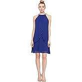 S.L. Fashions Womens Short Beaded Halter Neck Cocktail Gown, Wedding Guest, Party Dress, (Petite and Regular Sizes)
