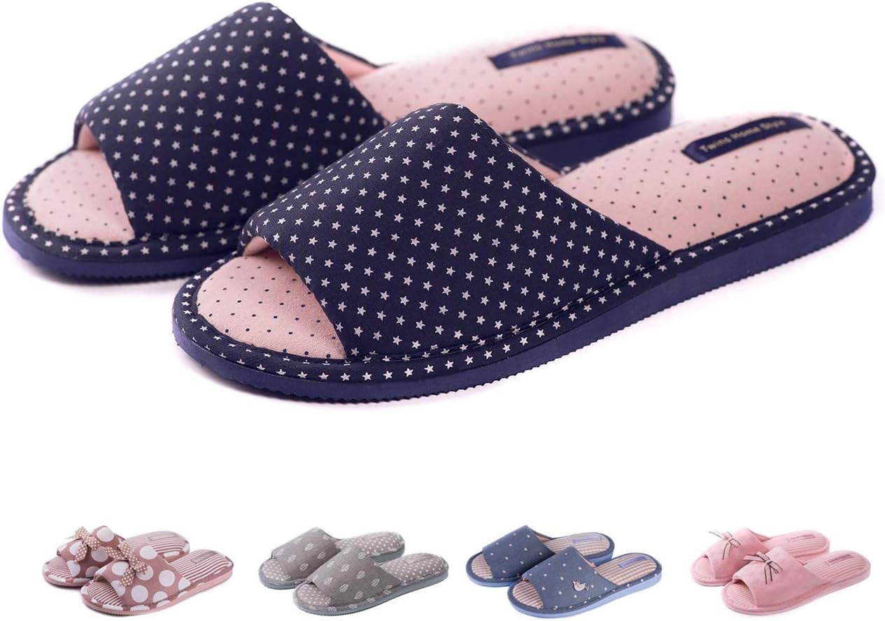 Open Toe Cute House Slippers for Women Indoor Women`s Slip-on Slide Anti Slip Light House Shoes Spa Slipper for Girls for Guests by Twins
