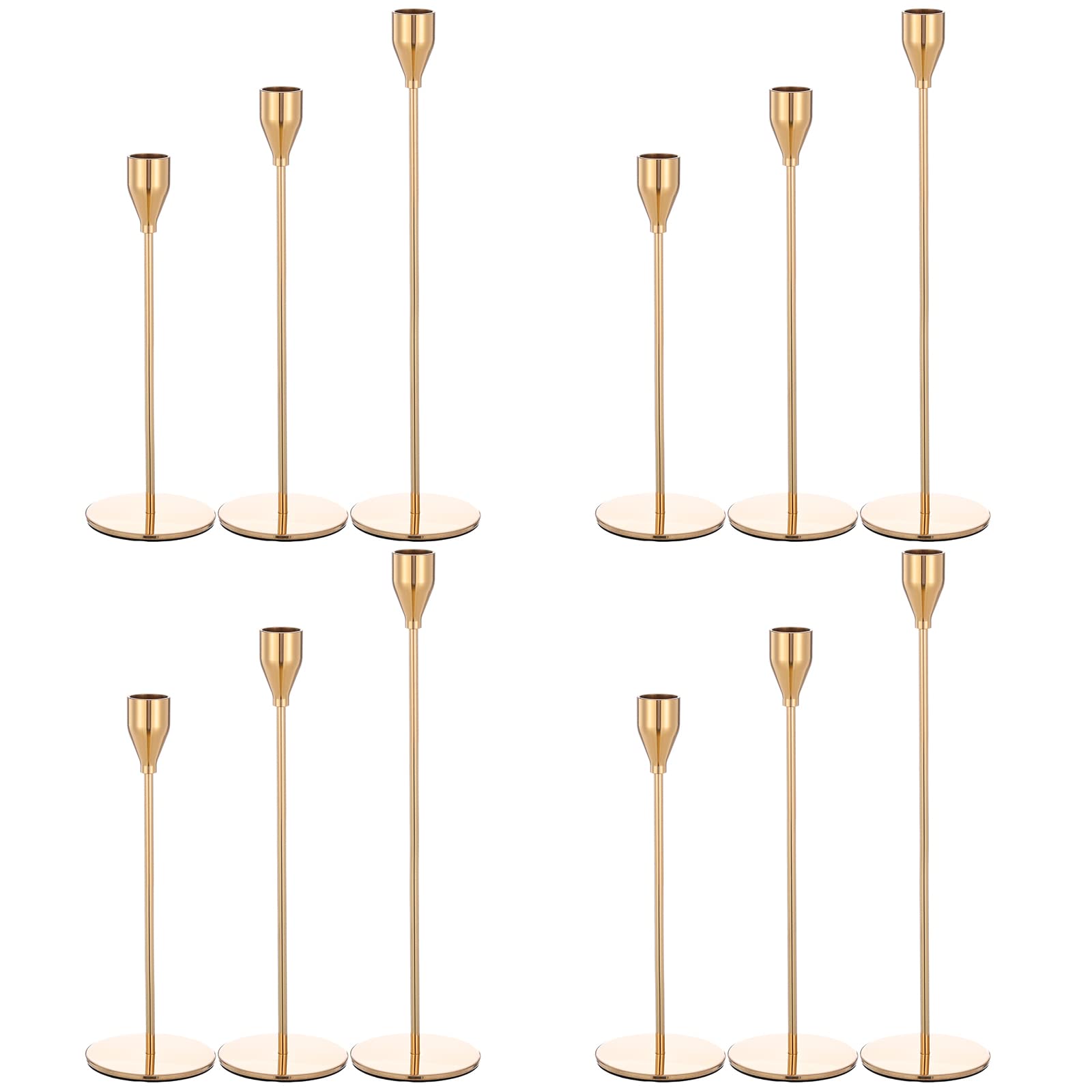 YMHPRIDE Set of 12 Gold Candlestick Holders Taper Candle Pillar Candlesticks,Vintage Candle Stand,Fits 3/4 inch Thick Candle Decorative,Home Decor,Wedding,Candlelight Dinner,Anniversary