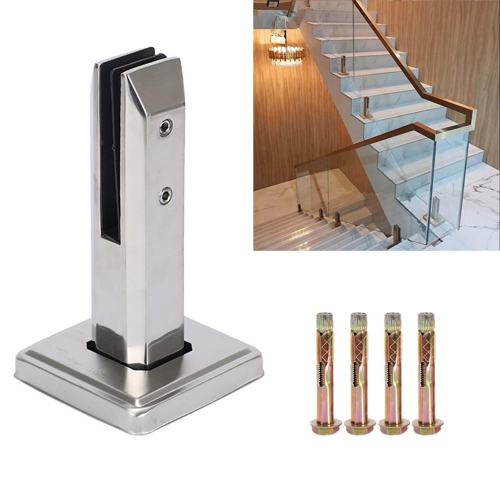 KMERCE Stainless Steel Glass Clamp for Swimming Pool Fences, Wall Fixing Clamp for Handrail, Balcony, Stair Ramp - H200MM, For Glass 10-16 mm