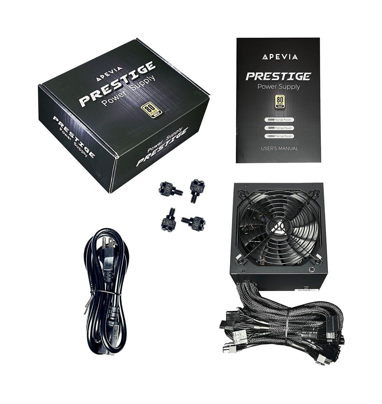 Apevia ATX-PR600W Prestige 600W 80+ Gold Certified, RoHS Compliance, Active PFC ATX Gaming Power Supply