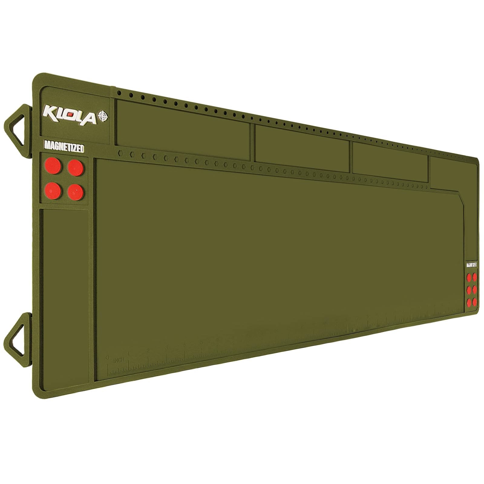 Photo 1 of Klola    Cleaning Mat Large, Magnetic Gun Cleaning Mats for All Guns, Anti-Slip Rifle Gun Mat with Organizer Parts Tray, Protective Workbench Cleaning Pad Inch Ruler,Dark Green