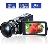 Camcorder Video Camera Full HD 1080P 24.0MP Digital Camera 18x Digital Zoom 2.7" LCD with Wide Angle Close-up Lens