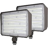 DAKASON 2 Pack 100W LED Flood Light Outdoor, Dusk-to-Dawn Photocell Adjustable Knuckle Mount, 13000LM 5000K Replaces 350W HPS/MH 100-277Vac, IP65 Waterproof Security Lighting Fixture, ETL Listed