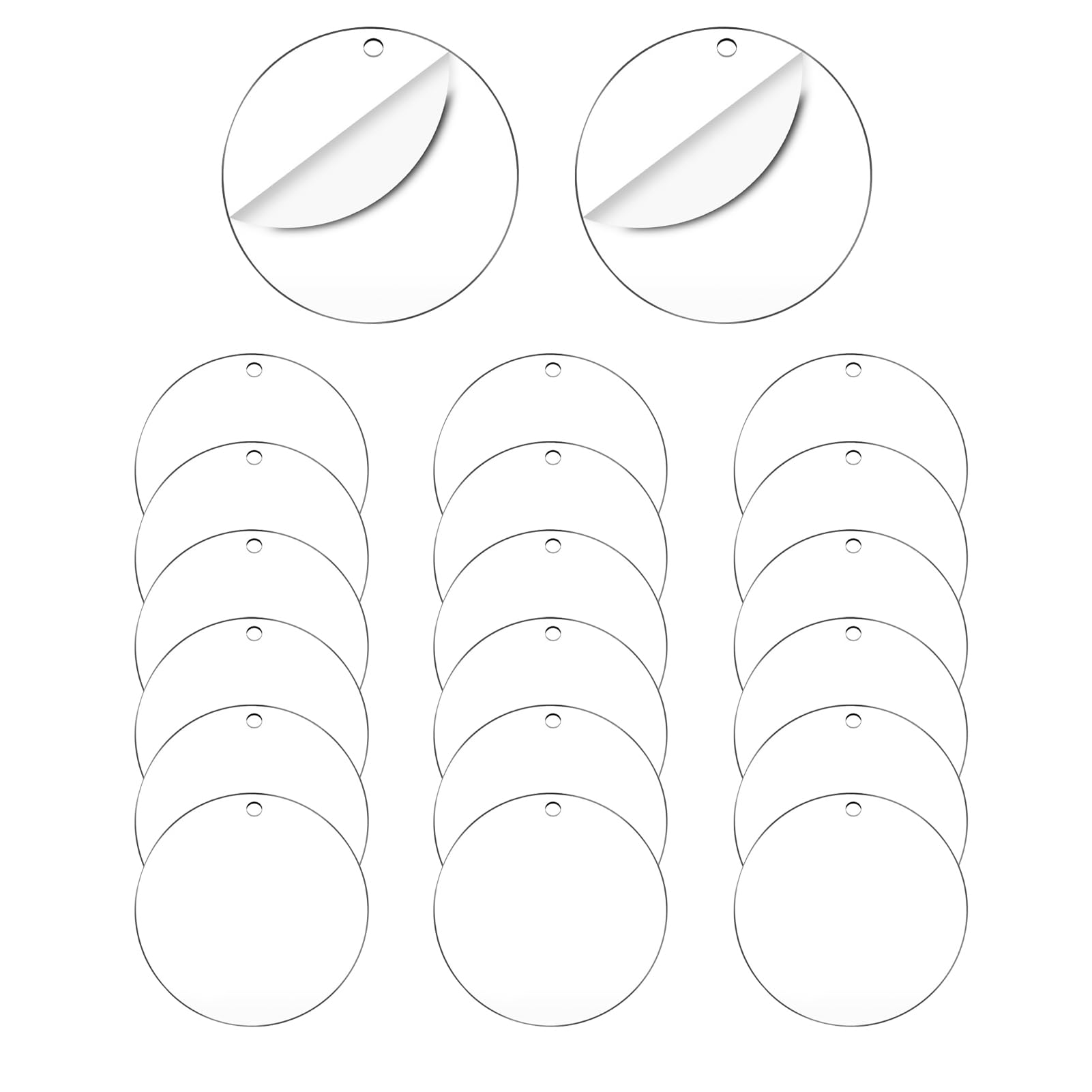 20Pcs Acrylic Blanks, Acrylic Discs with Hole 15Cm Acrylic Baubles Blanks, Clear Bauble Blanks 0.04In Acrylic Circle Blanks, Acrylic Circles for Picture Frame Painting DIY Craft Key Ring