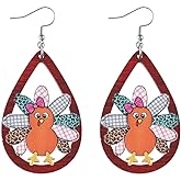 Thanksgiving Turkey Maple Leaf Dangle Earrings Autumn Fall Earrings for Women