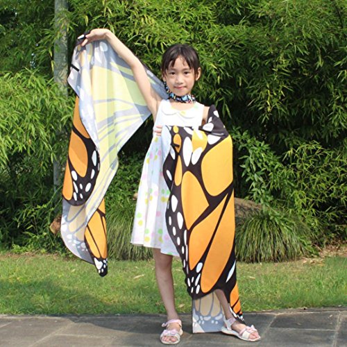 Monarch Butterfly Wings,Kemilove Prop Soft Fabric Butterfly Wings Shawl Fairy Ladies Nymph Pixie Costume Accessory (Kid,136108CM, Orange)