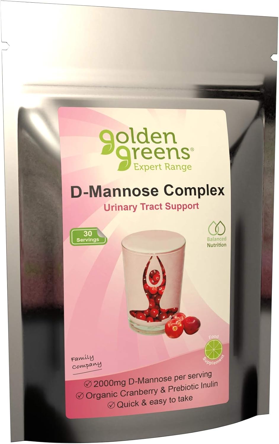 Golden Greens D-Mannose Complex with Organic Cranberry 30 Servings, 1 Count