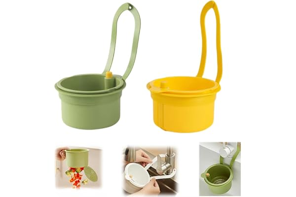 Kitchen Sink Strainer Basket, Faucet Hanging Strainer, Multi-Functional Food Colander,Press Automatic Dumping Kitchen Drainin