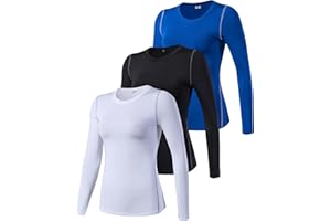 SPVISE 3 Pack Women's Compression Shirts Long Sleeve Workout Tops Cool Dry Athletic Undershirt Yoga T-Shirt Sports Base Layer