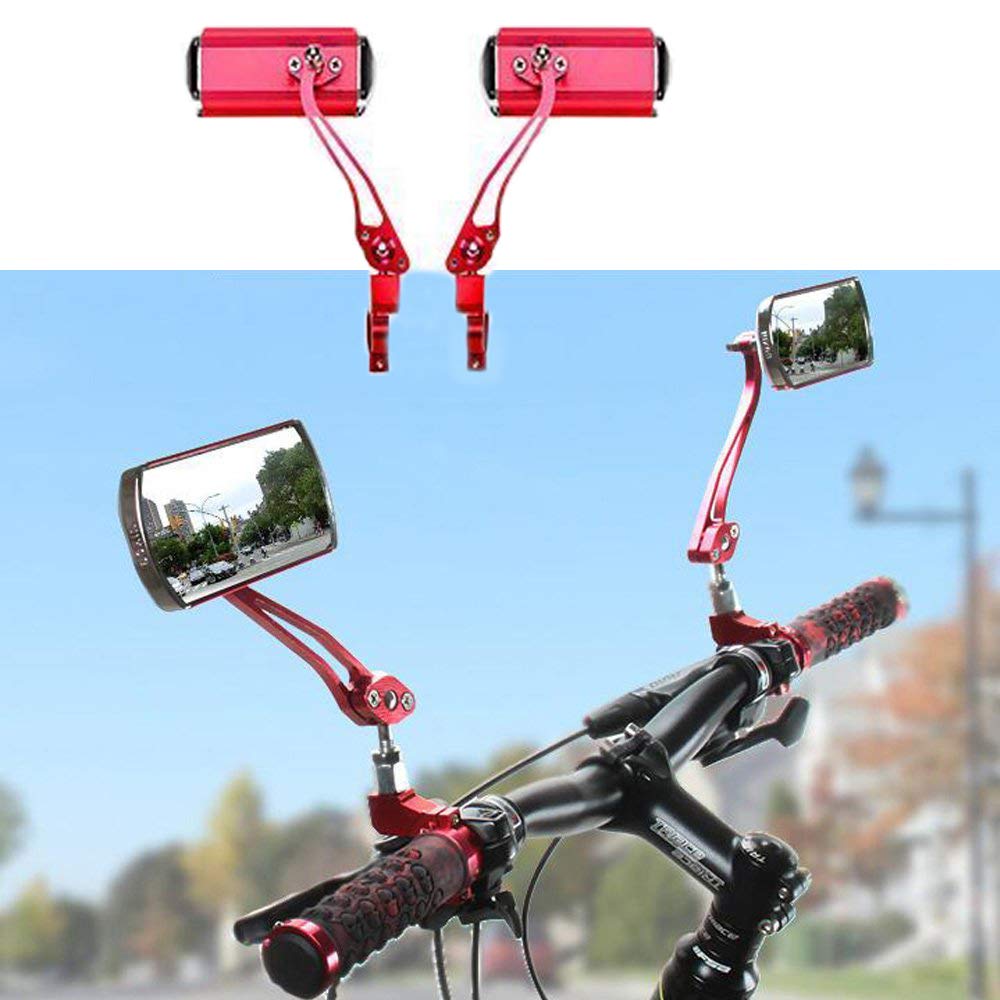 Twshiny 1 Pair Aluminium Mountain Bicycle Motor Scooter Rear View Back Mirror Wing Mirror (Red)