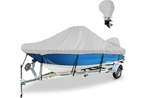 BOATPRO Waterproof Center Console Boat Cover 16-18ft, Heavy Duty 1300D Marine Grade Polyester Canvas 16' 17 ft 18 Foot Boat Center Console Covers, Gray