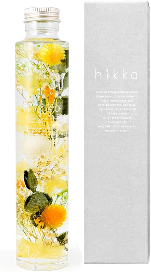 Amazon Hikka スリムボトル ハーバリウム プリザーブドフラワー Yellow 小 プリザーブドフラワー オンライン通販